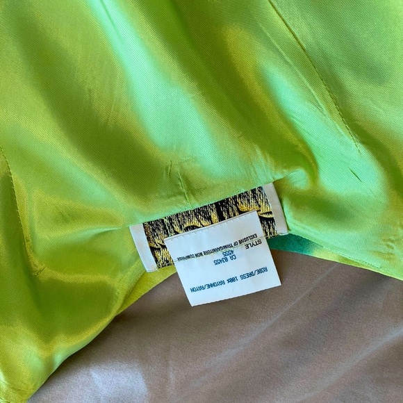 Vintage 3 piece evening dress Lori Weidner size 8 lime green & blue w/ bolero - Picture 6 of 7